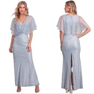 Lulus Light Blue Lace Flutter Sleeve Maxi Dress